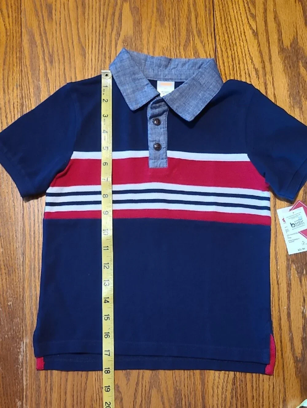 Gymboree NWT Navy Polo with Red, White and Chambray Collar - Size 4T